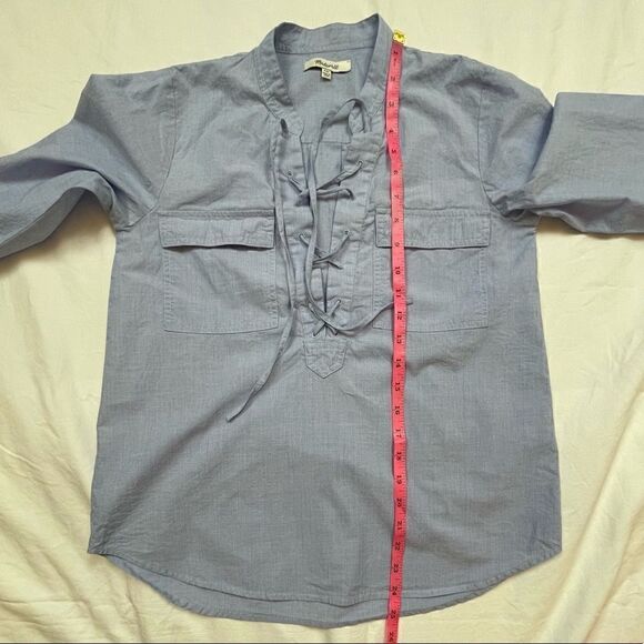 MADEWELL Lace up Shirt in Blue, size XXS - EUC - Picture 8 of 11